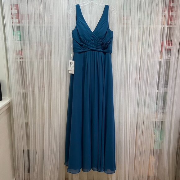 JJ's House Ink A-line V-Neck Floor-Length Chiffon Bridesmaid Dress Size 10 - Picture 10 of 16